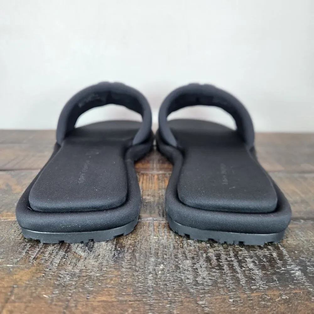 NEW Tory Burch Double T Sport Slides Womens Size 8 Logo Sandals Flip Flops Black